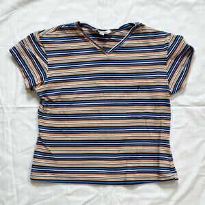 Guess Y2k Blue Orange Striped Cropped Tee Shirt Youth XLarge Womens Small/Medium